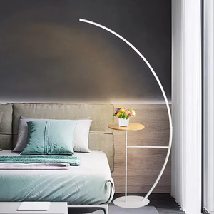 Lampe sur pied LED moderne de style nordique avec table d'appoint, lumière d'ambiance à <span class=keywords><strong>3</strong></span> couleurs réglables pour salon et chambre - Product Image 4