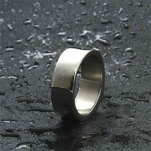 Men's <b>Titanium</b> Steel <b>Black</b> Epoxy <b>Ring</b> Geometric Design Retro Punk Style Square Band Silver Color 26006 - Product Image 2