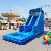 Toboggan aquatique gonflable de qualité commerciale avec piscine à jets d'eau, thème Océan Bleu, en PVC, pour la location de matériel événementiel