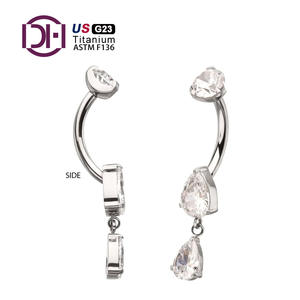 हम आयात किए गए f136 टाइटेनियम मिश्र धातु G23 नाभि स्टड पेट की रिंग आंसू ड्रॉप ज़िरकॉन नाभि बटन नाभि भेल - Product Image 3
