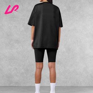T-shirt à manches courtes pour femmes <span class=keywords><strong>de</strong></span> haute qualité en tissu recyclé extensible T-shirt surdimensionné épaules tombantes haut d'entraînement <span class=keywords><strong>de</strong></span> gymnastique vente en gros - Product Image 4