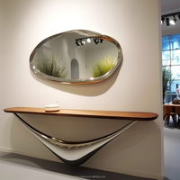 Meuble d'entrée de couloir grande taille en or, table console d'entrée moderne en métal