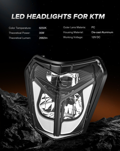 Projecteur de phare LED pour moto tout-terrain SX SXF 125 SX SXF Enduro pour <span class=keywords><strong>KTM</strong></span> EXC XCW 250 350 450 500 <span class=keywords><strong>SMC</strong></span> <span class=keywords><strong>R</strong></span> <span class=keywords><strong>690</strong></span> Ensemble de phare LED - Product Image 2