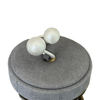 Bague double boule en argent sterling faite à la main, texture texturée, pour femme, luxe léger, design simple et original, haut de gamme