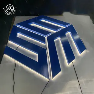 Знак с логотипом уличный, большое число, латунные светодиодные 3D-буквы с подсветкой