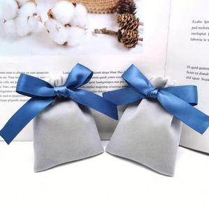 Pochette à bijoux en velours en gros, sac cadeau anti-poussière pour boucles d'oreilles, sac à bijoux en velours avec nœud papillon et cordon de serrage, sac de rangement pour bijoux, sac cadeau de mariage - Product Image 5