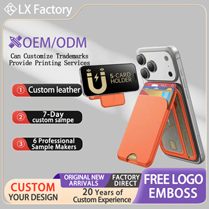 Porte-cartes professionnel et support magnétique pour téléphone 2-en-1, portefeuille fin en cuir PU MagSafe RFID pour iPhone, capacité 5 cartes - Product Image 1