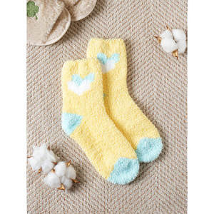 Calzini da notte comodi a doppia dura gialla uno si adatta tutto in Nylon leggero e traspirante lavorato a maglia Casual graziosi fiocchi con stampa del polsino del tubo - Product Image 1