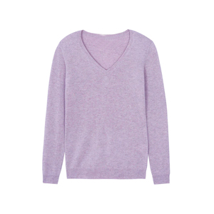 Suéter de Cachemira con Cuello en V para Mujer, Manga Larga, Color Sólido, Estilo Minimalista, Ropa de Otoño, Tejido Antipilling - Product Image 1