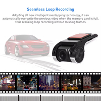 Caméra embarquée Podofo Mini Dash Cam, enregistreur vidéo de voiture 170 degrés ADAS, vision nocturne, caméra USB, équipement d'enregistrement