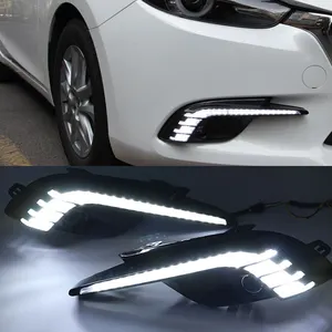 รถ DRL สําหรับ Mazda 3 Mazda3 Axela 2017 2018 2019 ไฟวิ่งกลางวันหมอกโคมไฟไฟหน้า Daylight ไฟเลี้ยวสัญญาณ