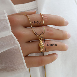 Collares de Moda Hawaiana de Verano, Joyería de Acero Inoxidable 316L, Collar de Conchas Marinas Chapado en Oro de 14k y 18k para Mujer - Product Image 6