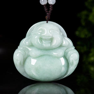 Pendentif Bouddha en jadéite naturelle du Myanmar, bijoux pour hommes, style chinois, cadeau avec certificat d'évaluation FG60 - Product Image 1