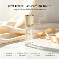 Flacon pulvérisateur de parfum en verre transparent de 10 ml, bouchon blanc mat, bordure dorée, rechargeable, mini atomiseur de voyage
