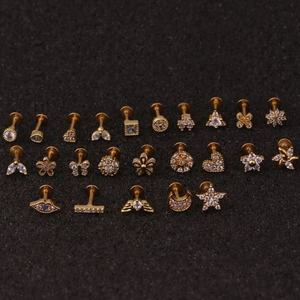 Nouveau style de piercing labret plat en zircone cubique, bijoux d'oreille en cristal CZ pour tragus, cartilage, hélix, rook, vente en gros - Product Image 4