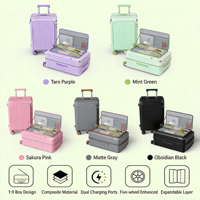 Valise de voyage rigide intelligente, luxueuse et durable, à 4 roues pivotantes, avec ouverture frontale 1:9, design extensible, support pour téléphone et porte-gobelet