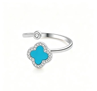 Bagues de mode pour femmes en argent sterling 925 plaqué or 18 carats, motif trèfle rotatif anti-anxiété