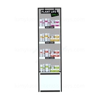 Vitrine de présentation de parfums personnalisée avec tiroirs en bois, présentoir de sol en métal de luxe pour les boutiques de soins de la peau et de cosmétiques