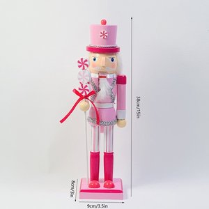 <span class=keywords><strong>Soldat</strong></span> Casse-Noisette en Bois <span class=keywords><strong>Rose</strong></span> de 38 cm, Décoration de Scène de Noël Faite à la Main, Figurine de Table Décorative - Product Image 2