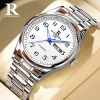 Montre Senior Homme Femme Couple Loisirs Étanche Quartz Acier Inoxydable Alliage Verre Saphir Aiguille Jour/Date Exams