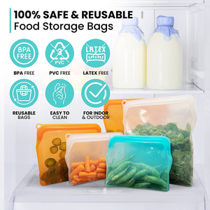Bolsa de Silicona Reutilizable con Cierre Hermético para Almacenamiento de Alimentos, Ideal para Conservar la Frescura de Sándwiches Grandes en el Congelador - Product Image 2