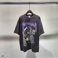 Camiseta con estampado de calavera blanca Retro para hombre, marca de moda holgada, estampado Digital, 100% algodón, manga corta, Jersey pesado, pantalla de tela