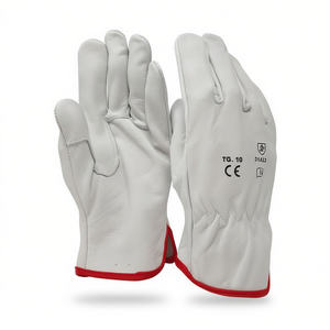 Gants de travail de protection en cuir de vachette Ttake, taille 10, garniture rouge - Product Image 2