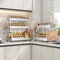 Étagère de rangement pour épices en acier inoxydable avec planche à découper, porte-couteaux et porte-baguettes pour l'organisation du comptoir de cuisine