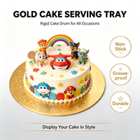 Plateau à gâteau rond doré, support métallique gaufré pour gâteaux, base robuste pour présentation d'anniversaires, mariages, fêtes, vente en gros OEM