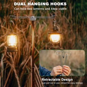 Di động cắm trại gấp đèn cực Trọng lượng nhẹ ráp nhôm đèn lồng đứng ngoài trời ánh sáng móc áo chủ dính cho cắm trại - Product Image 3