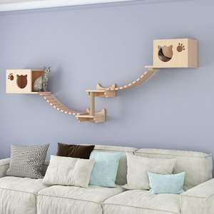 Étagère murale pour chat, planche à sauter, maison pour chat en bois massif, étagère murale pour chat en une seule pièce - Product Image 4