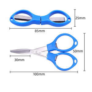 Ciseaux à ligne de pêche pliables multifonctionnels en acier inoxydable, 85mm, poignée bleue pour la pêche en eau douce - Product Image 1