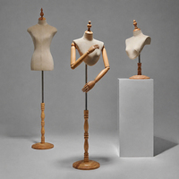 Mannequin de couture en tissu avec bras et embouts en bois, différentes tailles, pour tailleur et boutique