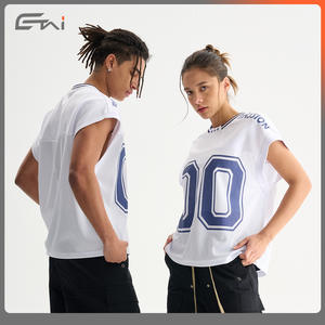 Maillot de sport unisexe sans manches col rond ETAI blanc et bleu 00 Belief en maille respirante pour streetwear et tenue décontractée 96%+ Contenu - Product Image 5