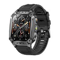 Nouvelle montre connectée sportive carrée avec écran IPS, batterie 1400 mAh, gel de silice, moniteur de fréquence cardiaque, suivi de la santé, fitness, lampe torche LED