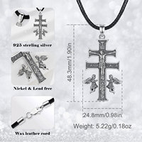 Collier pendentif croix vintage en argent sterling 925 pour femmes et hommes, Jérusalem, chrétien, Jésus-Christ, catholique, Crucifix