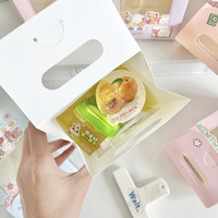 Boîtes vides en gros pour emballages cadeaux de bonbons et biscuits, avec fenêtre transparente, motif animaux de dessin animé colorés et mignons, réutilisables avec poignée