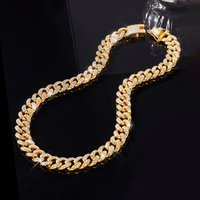 Ensemble de collier et bracelet cubain en strass de 13 mm, 2 pièces, pour hommes et femmes, bijoux de rappeur, cadeau