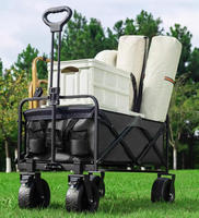 Chariot pliable robuste en acier inoxydable, chariot utilitaire tout-terrain pliable pour jardin, camping, plage, chariot à main portable