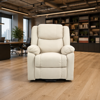 Fauteuil inclinable moderne en cuir avec fonction massage et levage, fonction repose-tout plat et cadre en bois extensible pour salon