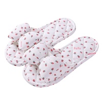 Chaussons d'intérieur pour femmes à bout ouvert, avec nœud papillon, semelles en tissu, silencieux, doux, absorbants la transpiration, en coton et lin, pour sols en bois