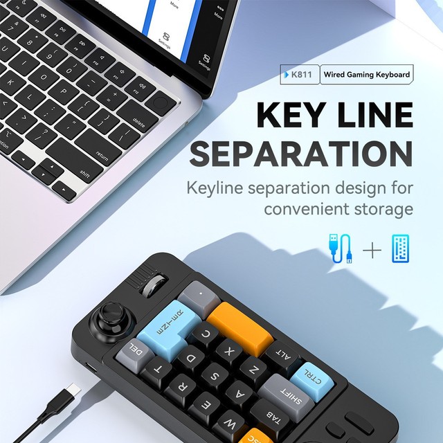 19-key macro joystick dual roller RGB full-key hot-swappable wired mechanical keyboard