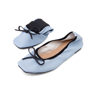 <span class=keywords><strong>Ballerine</strong></span> Pieghevoli da <span class=keywords><strong>Donna</strong></span> con Punta Quadrata, Tacco Basso, Tomaia in PU e Suola in Gomma, Ideali per Primavera e Autunno - Product Image 5