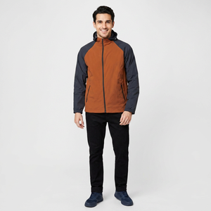 Unisex Custom Men's Lightweight Nylon <b>Zip</b>-<b>Up</b> Rain <b>Jacket</b> Winter Windbreaker Hoodie for Outdoor Cotton - Product Image 1