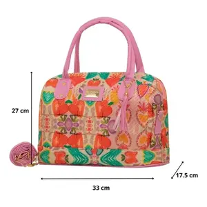 Bolso Tote de Yute para Mujer Fana Dariana, Tamaño Mediano, Cierre de Cremallera, Bolso de Compras para Uso Diario, Asas Rosadas Veganas - Product Image 4