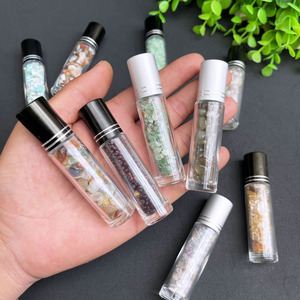 Rollerball-botella de cristal para Perfume, aceite esencial de cristal con Rosa Natural, Ojo de Tigre de <span class=keywords><strong>cuarzo</strong></span>, jaspe rojo, 10ml - Product Image 3