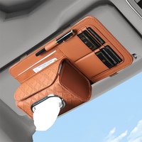 Organisateur de pare-soleil de voiture, porte-stylo, porte-mouchoirs, rangement en cuir PU, sac de rangement suspendu pour pare-soleil de voiture, pochette pour billets