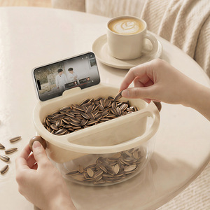 Draining Fruit Plate Oval Flip Top With Stand For Binge Watching Snack Box Double Layer Solid Color - Product Image 3