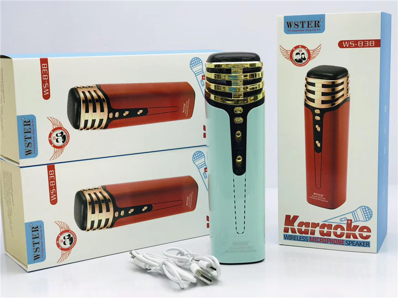 2021 New Arrival  Karaoke Speaker Original WSTER WS-838  Wireless  Microphone Speaker
