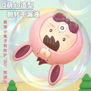 เครื่องทำฟองสบู่รูปกระต่ายน่ารักไฟฟ้าอัตโนมัติพร้อมไฟดนตรีสำหรับเด็ก 3+ ปีของเล่นพลาสติก DXS6287B DXS6287P - Product Image 4